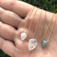 Rainbow moonstone shield 14k yellow gold filled necklace - Little Rock collection necklace Amanda K Lockrow