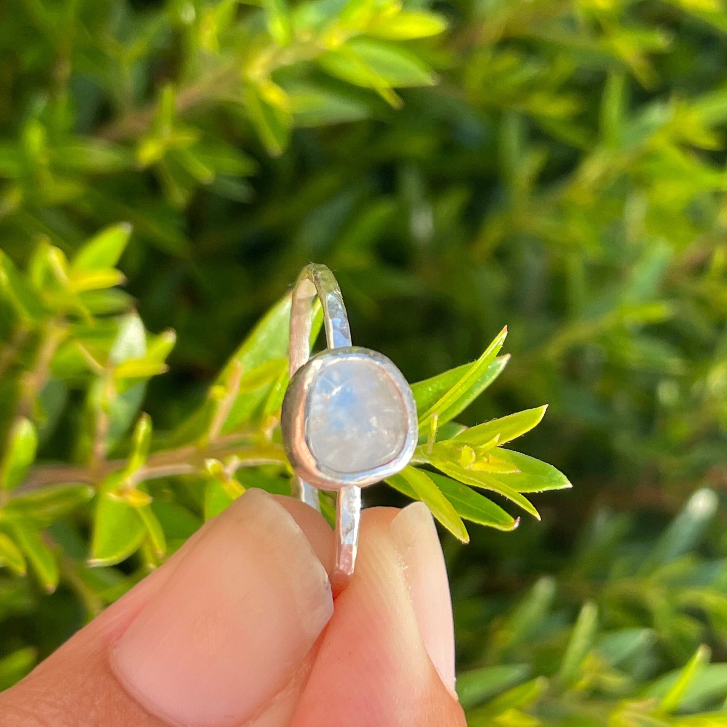 Rainbow moonstone sterling silver ring - size 8 ring Amanda K Lockrow