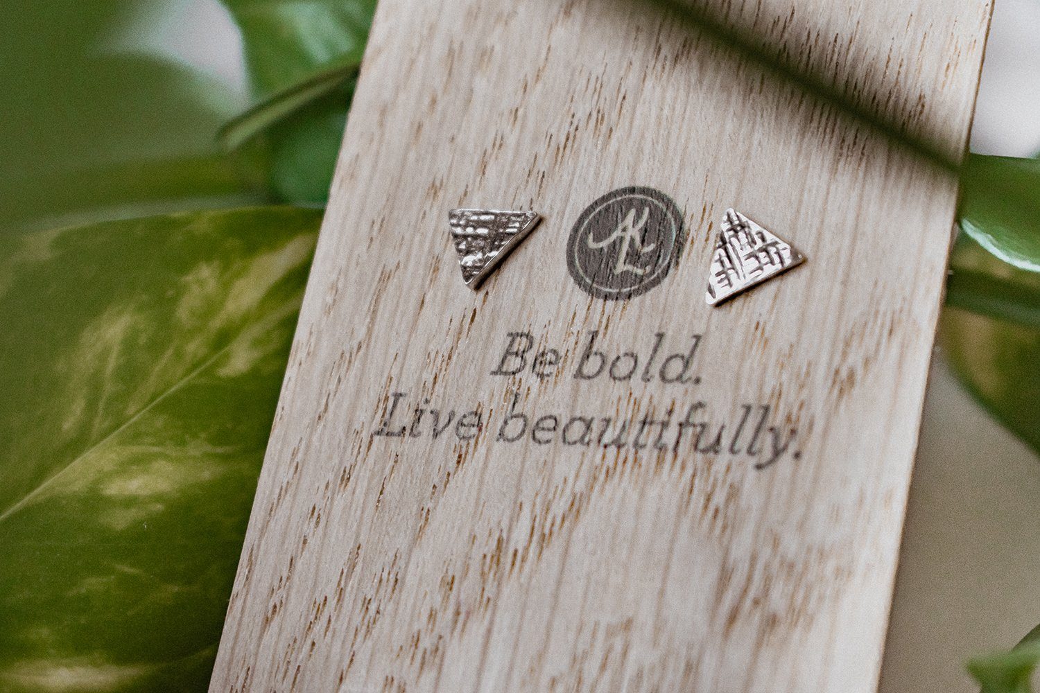 Sterling silver hammered tiny triangle studs earrings Amanda K Lockrow