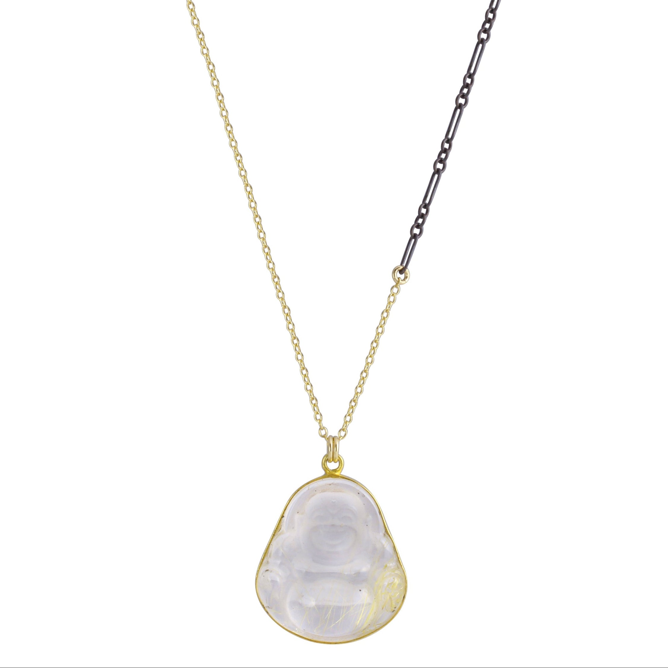 Happy Buddha rutilated quartz crystal necklace - gold filled | Aislinn collection necklace Amanda K Lockrow