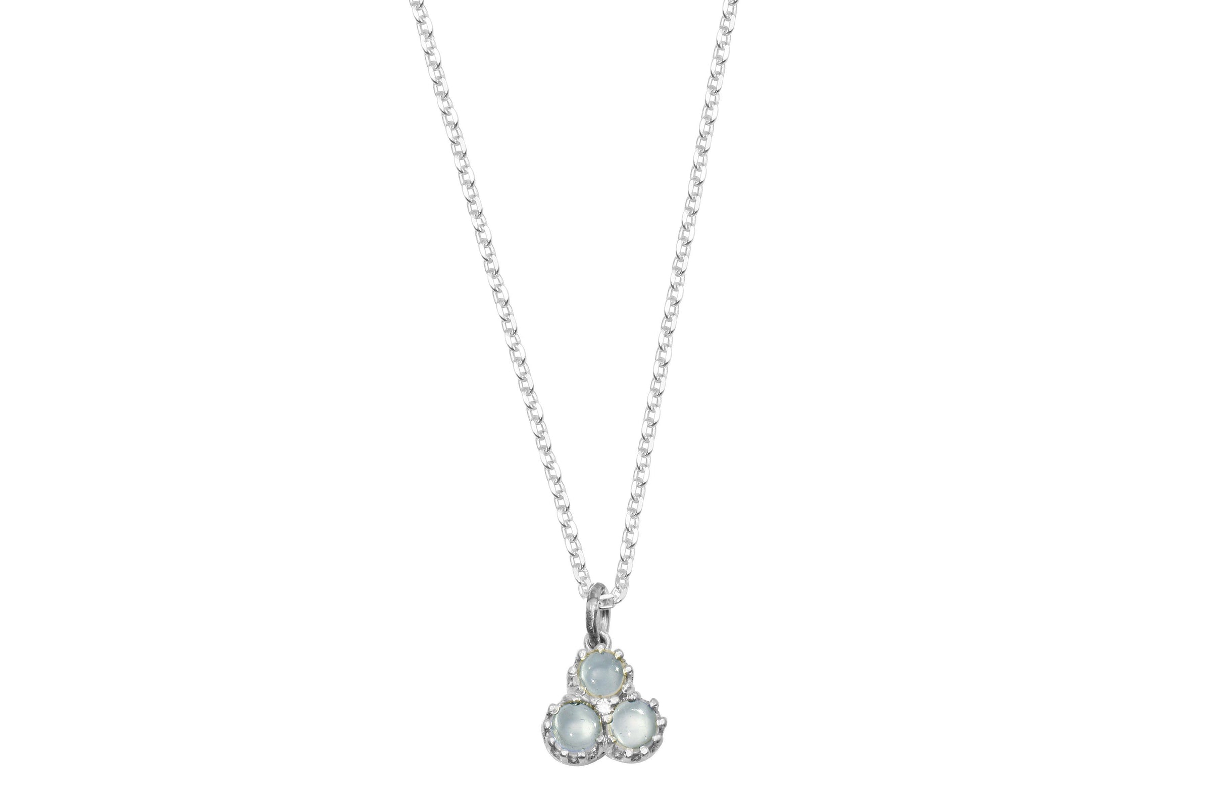 Little silver aquamarine and diamond necklace - birthstone necklace necklace Amanda K Lockrow