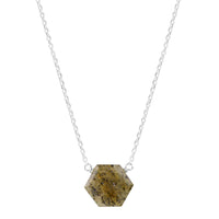 Black Sunstone hexagon necklace - sterling silver or gold filled | Little Rock Collection necklace Amanda K Lockrow