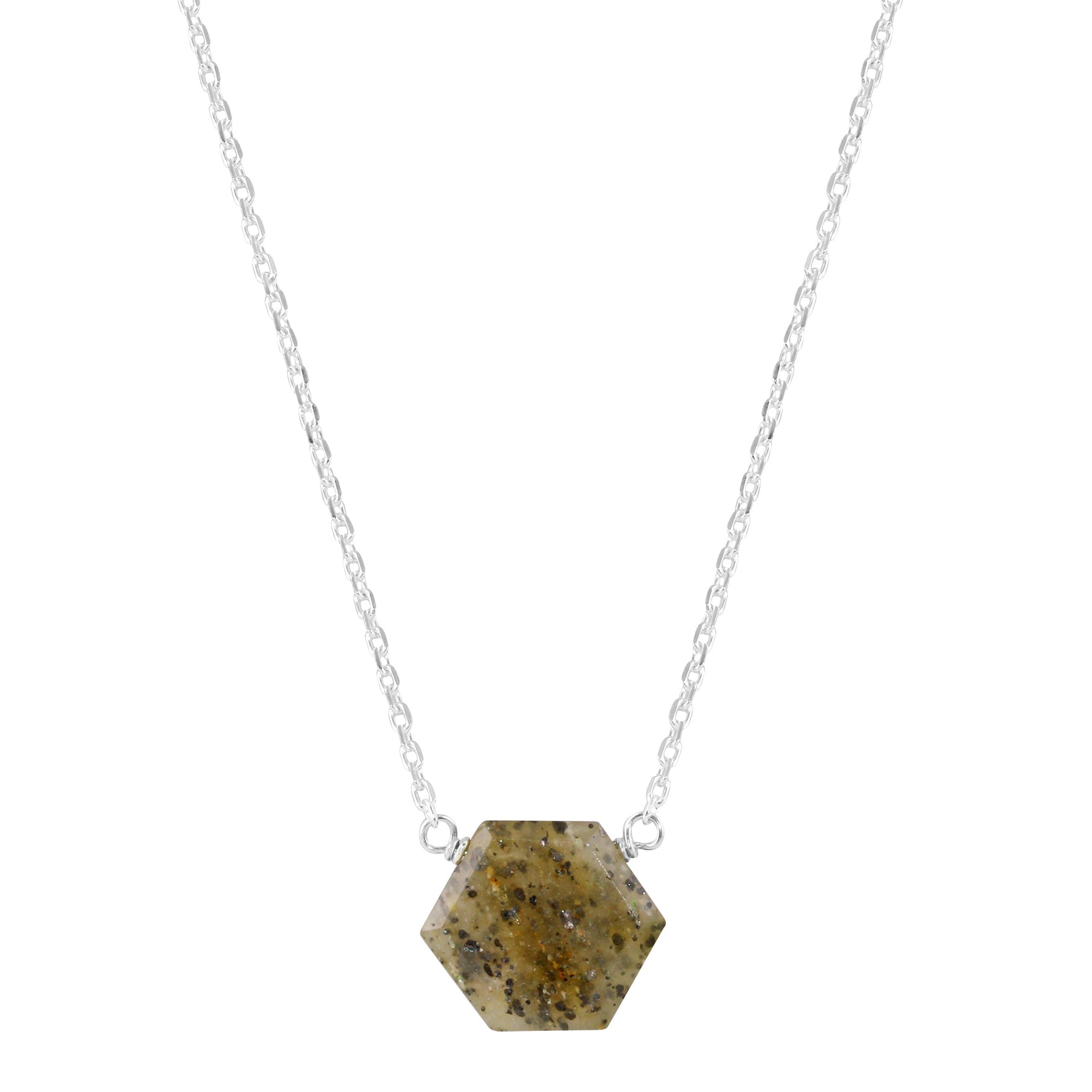 Black Sunstone hexagon necklace - sterling silver or gold filled | Little Rock Collection necklace Amanda K Lockrow