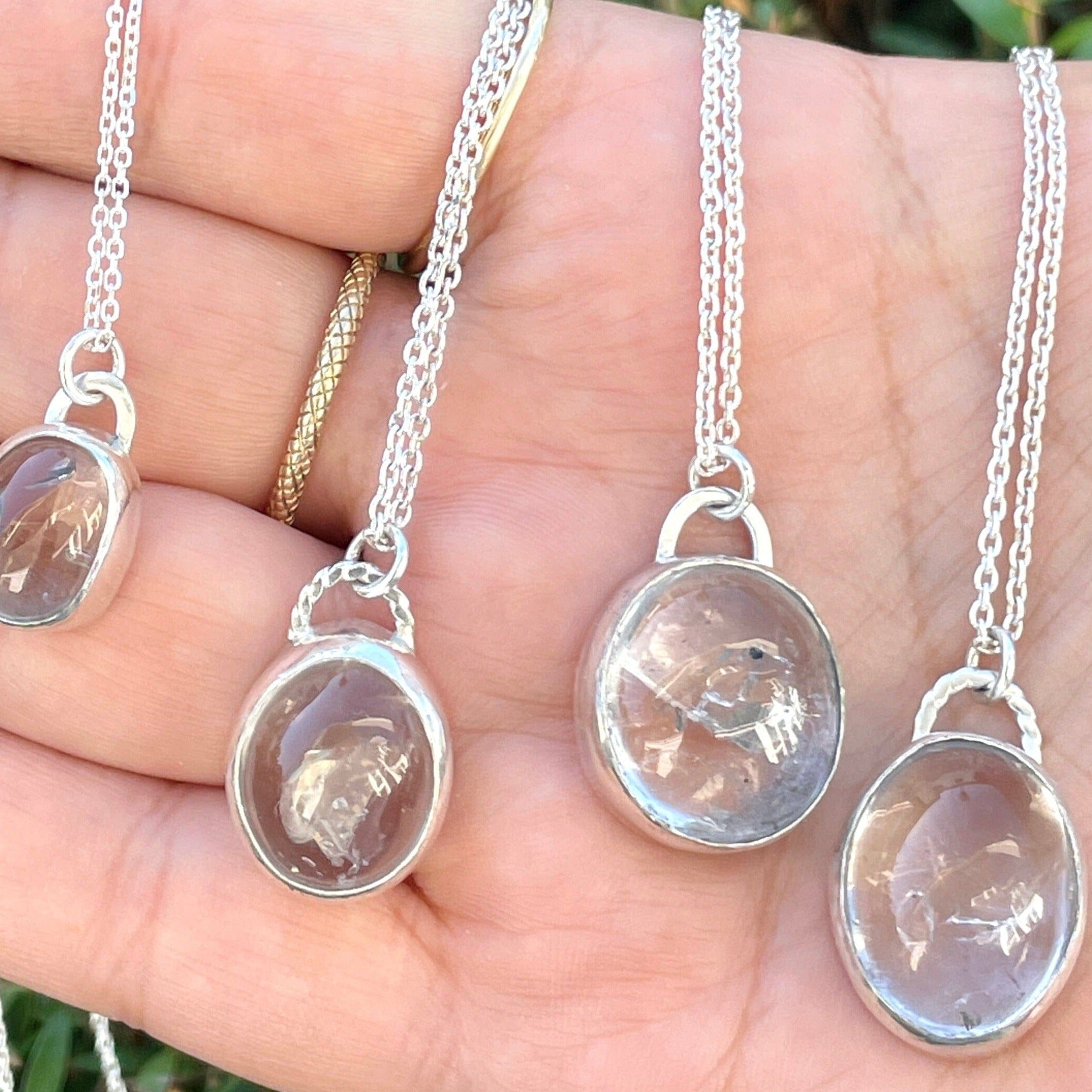 Kaimana Enhydro Quartz with Rainbow Necklace - sterling silver | Aislinn Collection necklace Amanda K Lockrow
