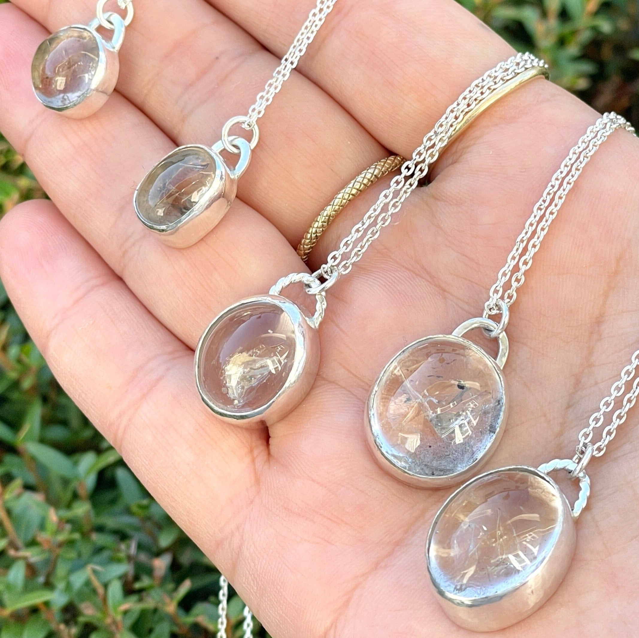 Kallan Enhydro Quartz with 2 Bubbles Necklace - sterling silver | Aislinn Collection necklace Amanda K Lockrow