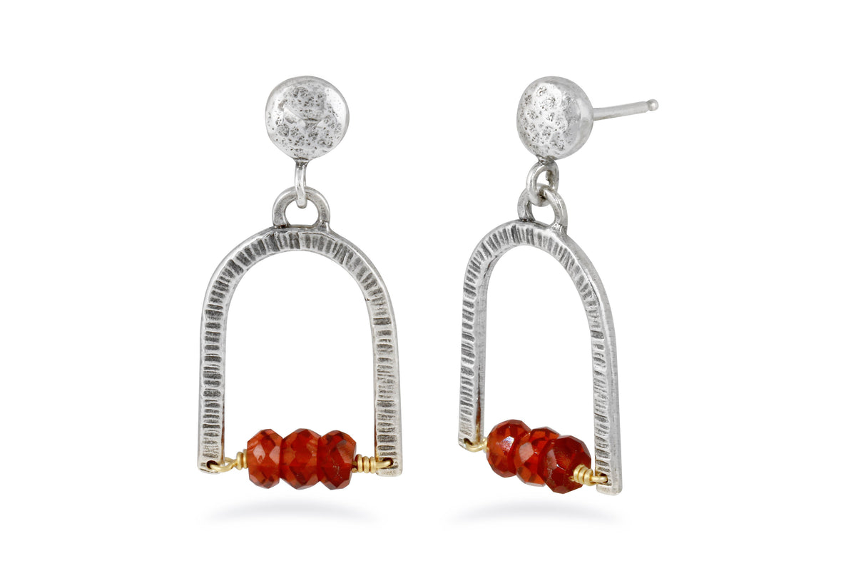 Garnet Silver Arch Dangle Earrings earrings Amanda K Lockrow