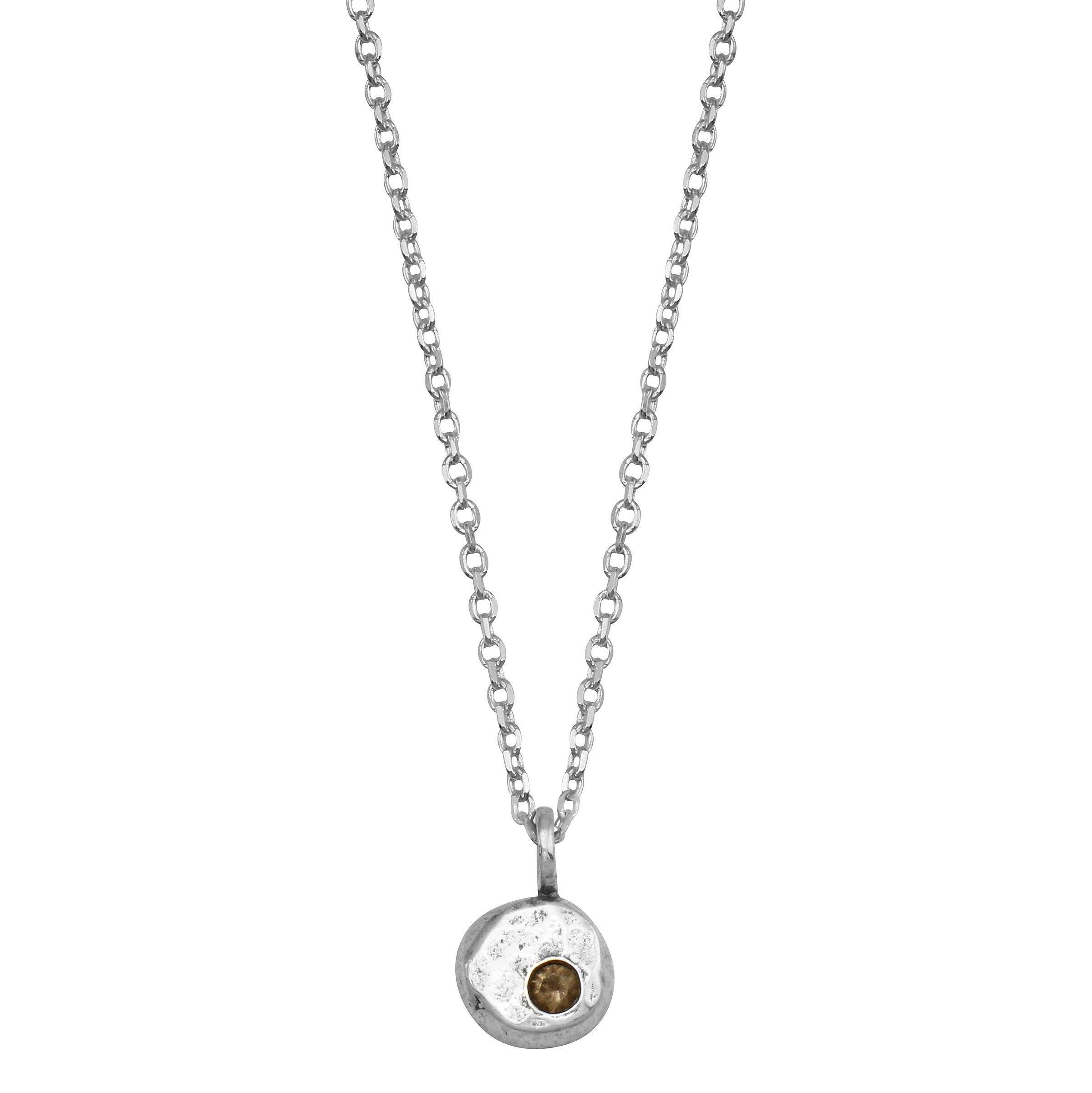 Pebble sterling silver necklace necklace Amanda K Lockrow 16 inches smoky quartz shiny silver chain
