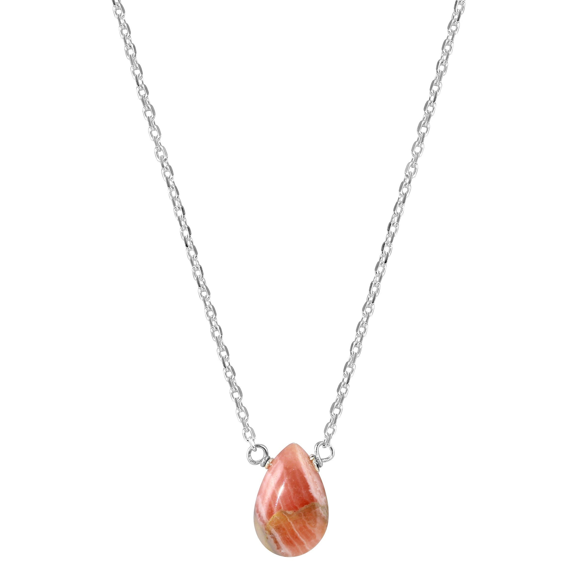 Rhodochrosite drop necklace - sterling silver or gold filled | Little Rock Collection necklace Amanda K Lockrow