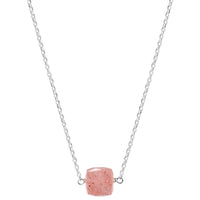Strawberry Quartz cube necklace - sterling silver or gold filled | Little Rock Collection necklace Amanda K Lockrow