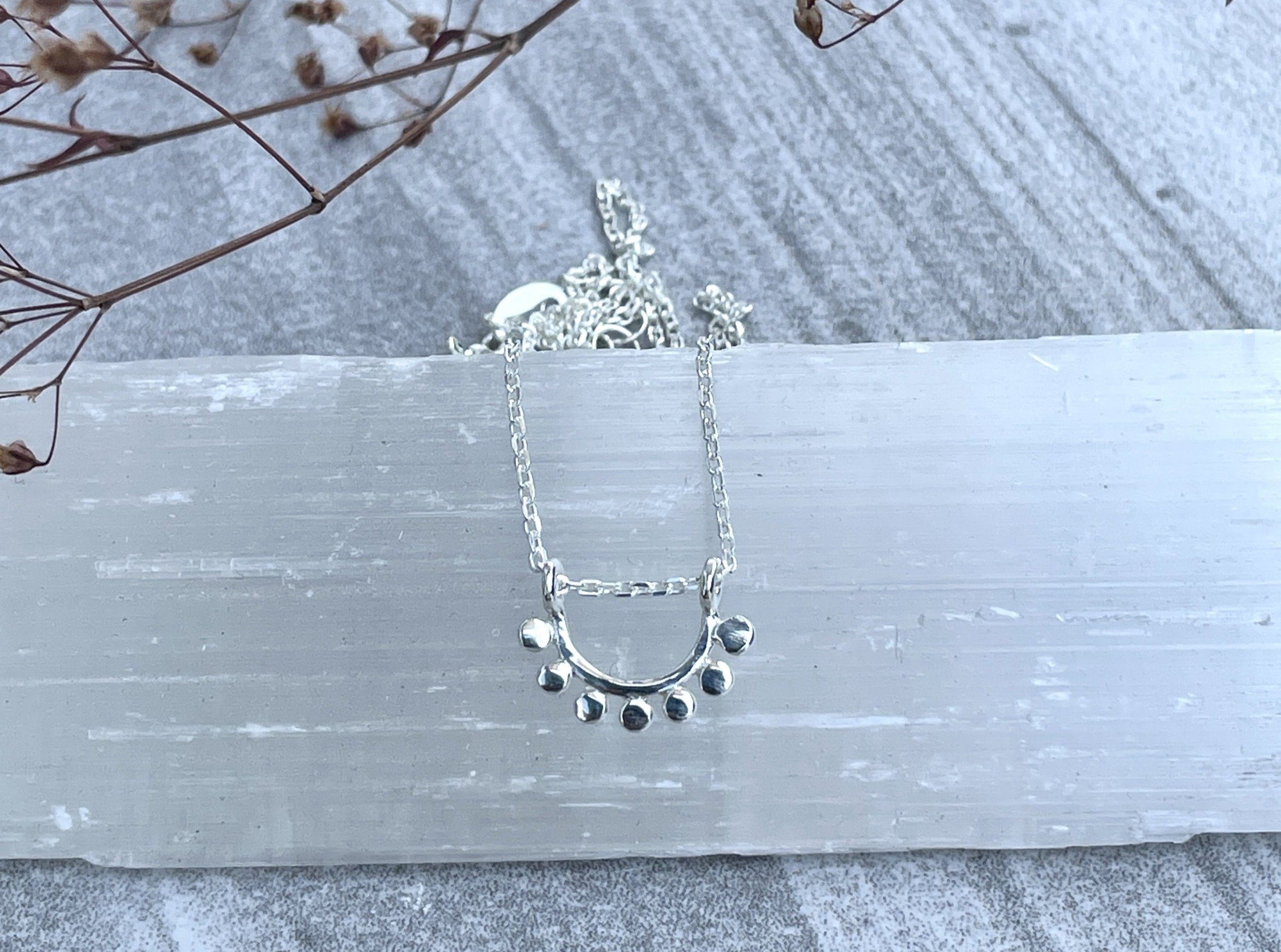 Sterling silver dainty sunrise necklace necklace Amanda K Lockrow