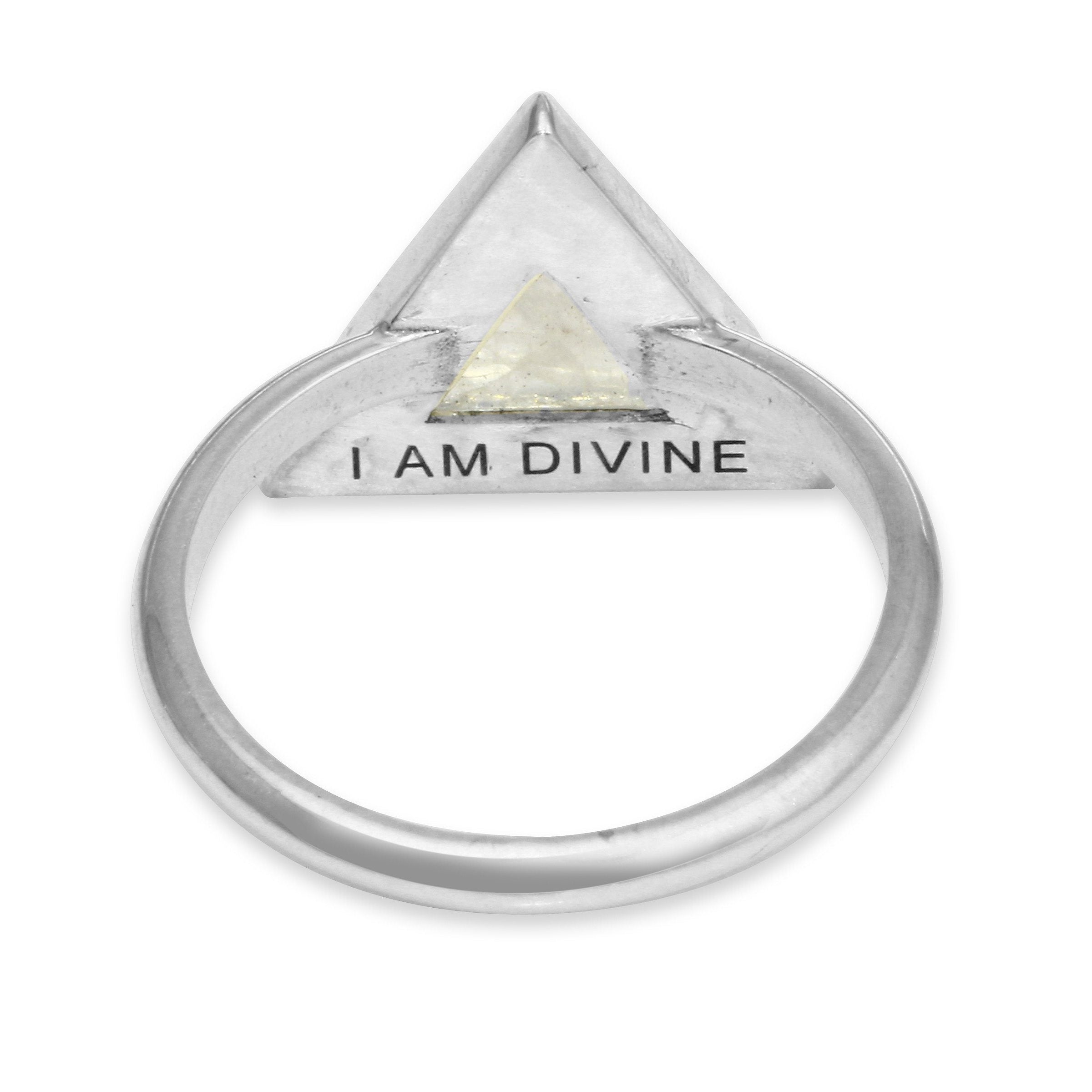I Am Divine rainbow moonstone triangle ring ring Amanda K Lockrow