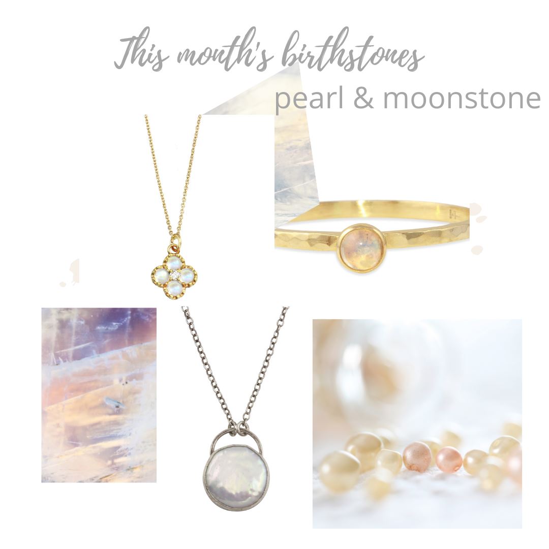 This month's twin birthstones - pearl and moonstone