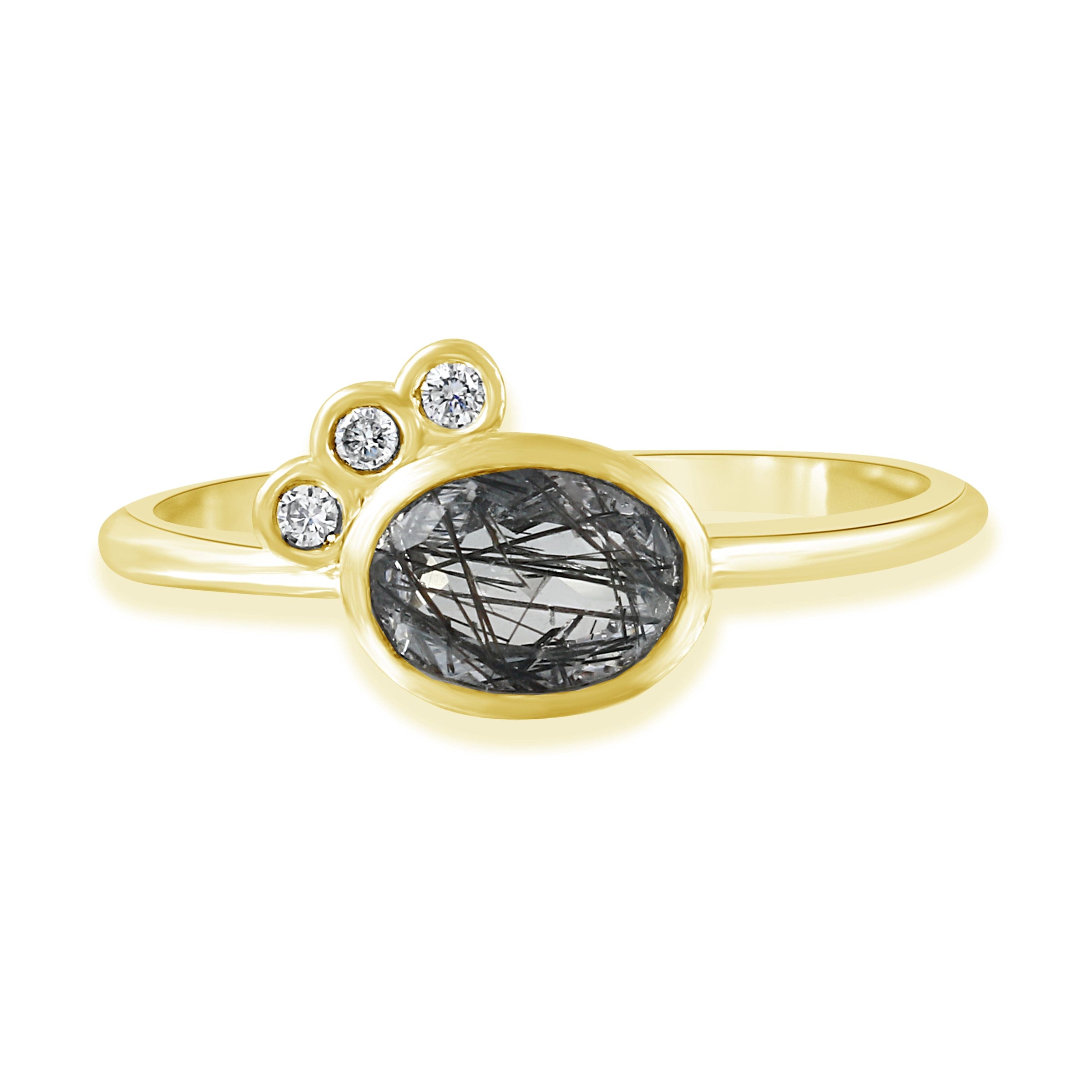Tourmalinated Quartz and Diamond Sophia Ring - 10k Gold | Aislinn Collection ring Amanda K Lockrow