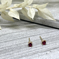 Ruby 3mm Sophia Stud Earrings - 14K gold | Fine Collection earrings Amanda K Lockrow