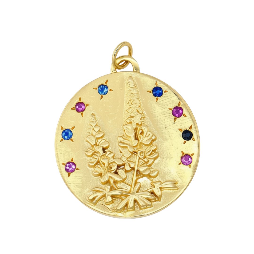 Lupine Flower Amethyst and Sapphire Necklace - 14k gold | Talisman Collection necklace Amanda K Lockrow