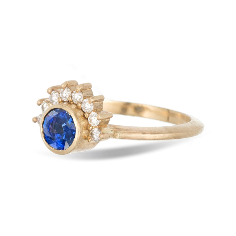 Empress Blue Sapphire and Diamond Halo Ring - 14k gold | Fine Collection ring Amanda K Lockrow