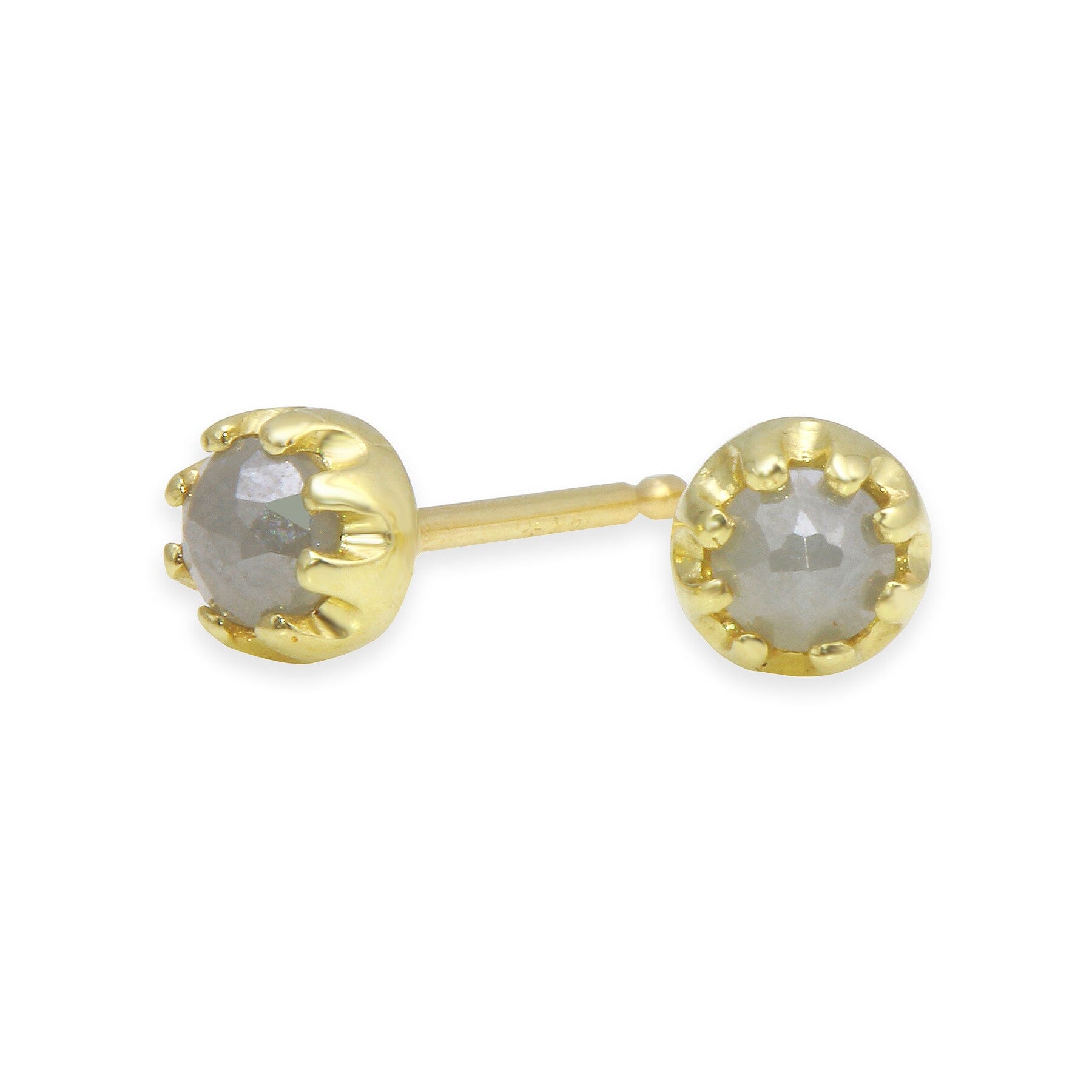 Gray Rose Cut Diamond Diana Stud Earring - 14k yellow gold | Fine Collection earrings Amanda K Lockrow