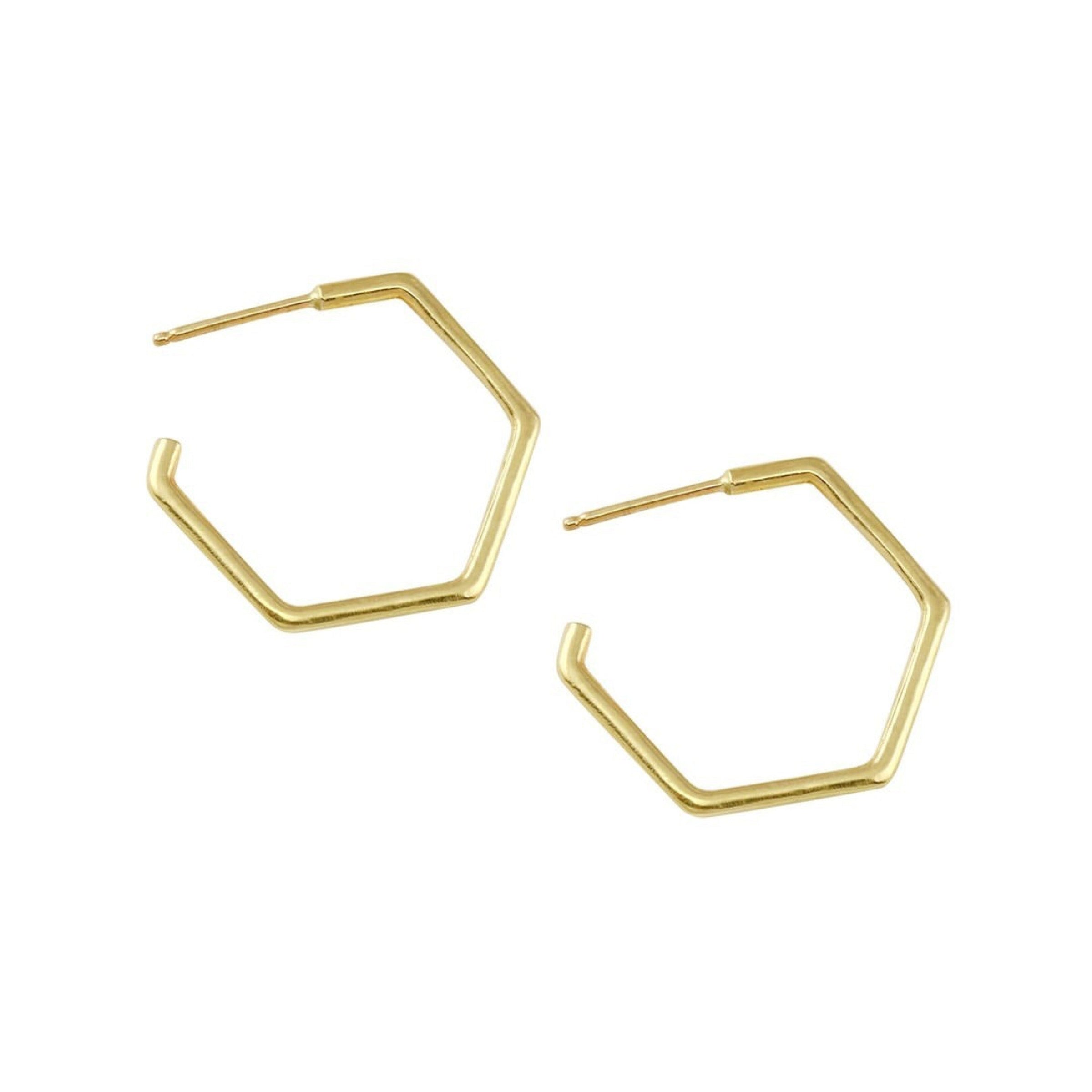 Hexagon Hoop Earrings - 14k gold | Fine Collection earrings Amanda K Lockrow