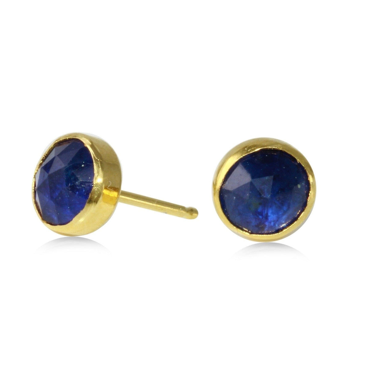 Blue Sapphire Rosecut Gemdrop 6mm studs - sterling silver | Petite Collection earrings Amanda K Lockrow