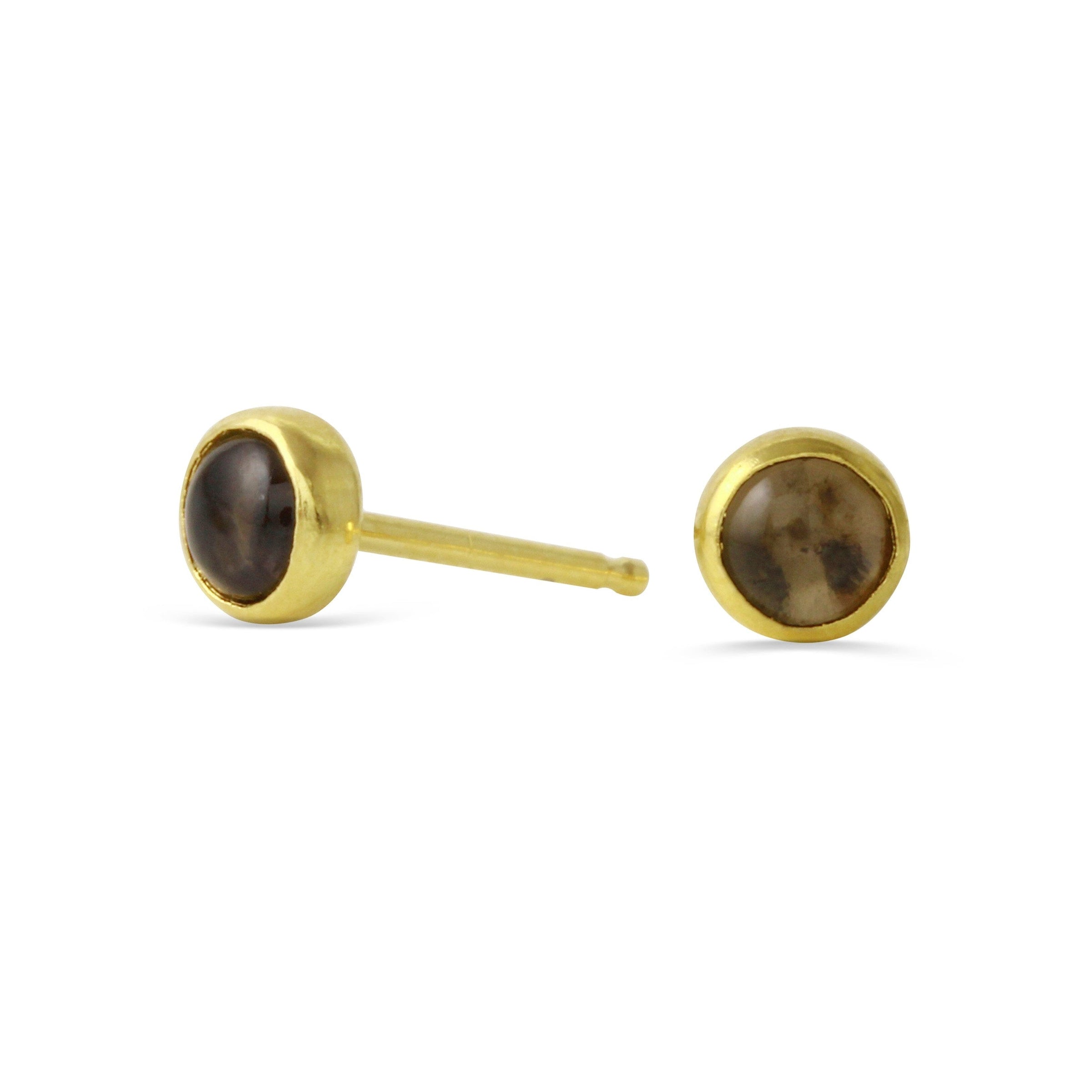 Smoky Quartz Gemdrop Stud Earrings - 18K gold vermeil | Petite Collection earrings Amanda K Lockrow