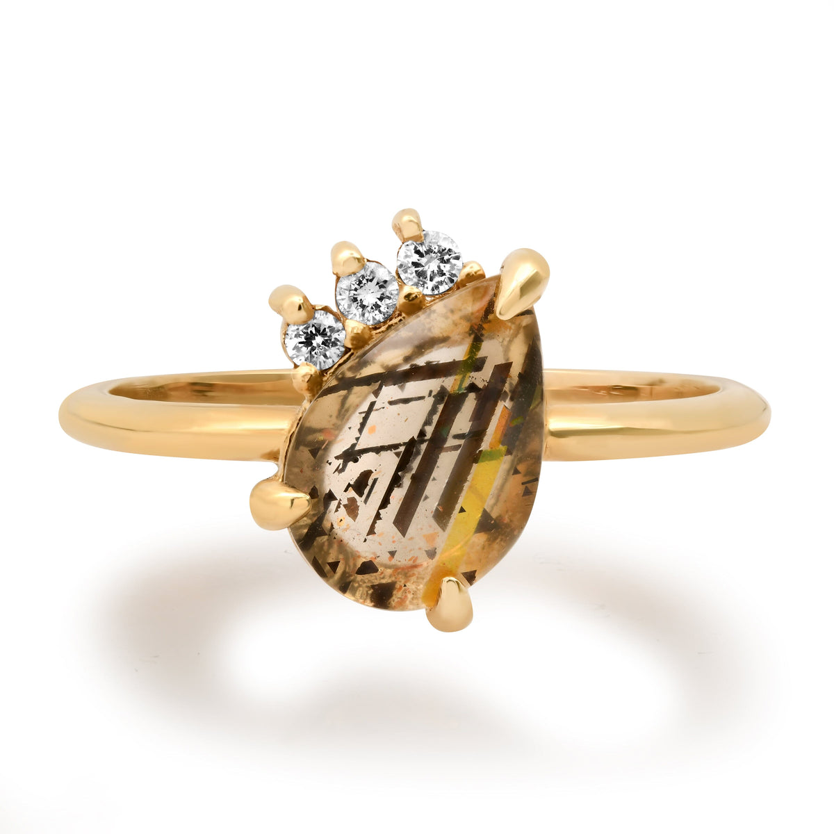 Rainbow Lattice Sunstone and Diamond Muse Ring - 14k gold | Size 6 | Aislinn Collection ring Amanda K Lockrow