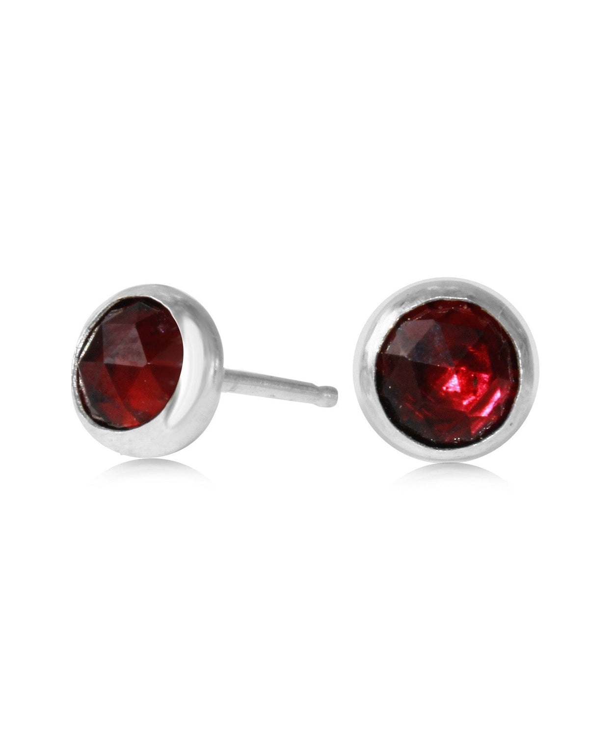 Garnet Rosecut Gemdrop 6mm studs - sterling silver | Petite Collection earrings Amanda K Lockrow