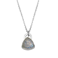Third Eye Small Rainbow Moonstone Triangle Necklace - sterling silver | Talisman Collection necklace Amanda K Lockrow