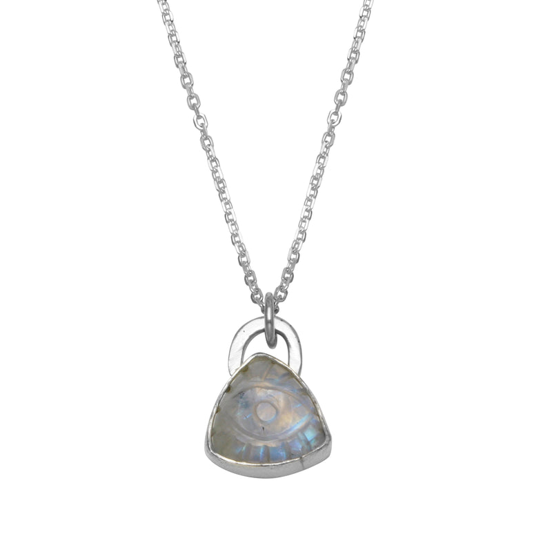 Third Eye Small Rainbow Moonstone Triangle Necklace - sterling silver | Talisman Collection necklace Amanda K Lockrow