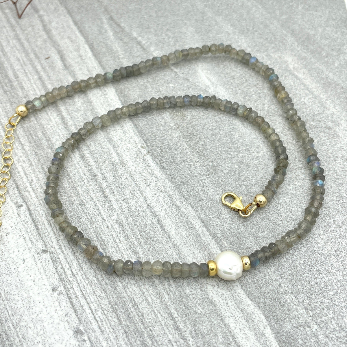 Strung Together Labradorite and Pearl Beaded Necklace - 14k gold filled | Little Rock Collection necklace Amanda K Lockrow