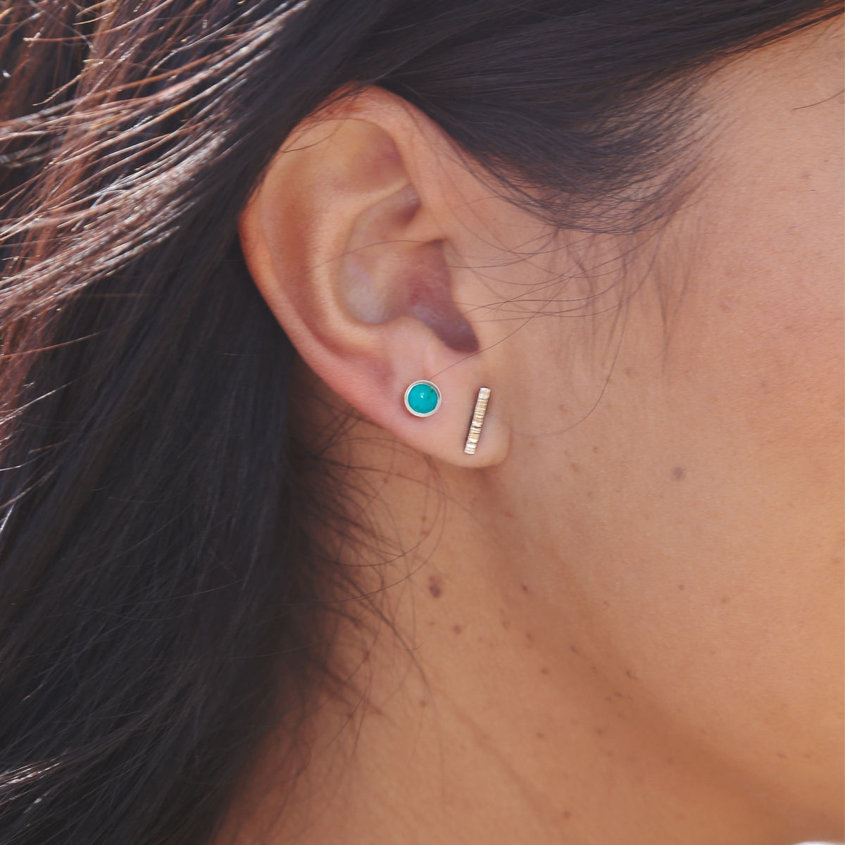 Turquoise Dot Stud Earrings - sterling silver | Petite collection earrings Amanda K Lockrow