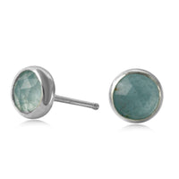 Aquamarine Rosecut Gemdrop 6mm studs - sterling silver | Petite Collection earrings Amanda K Lockrow