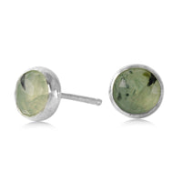 Prehnite Rosecut Gemdrop 6mm studs - sterling silver | Petite Collection earrings Amanda K Lockrow