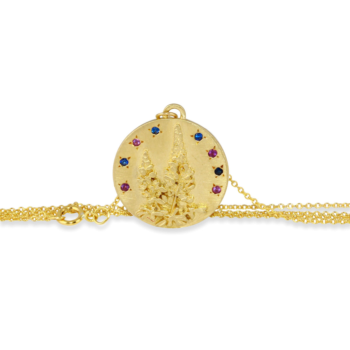 Lupine Flower Amethyst and Sapphire Necklace - 14k gold | Talisman Collection necklace Amanda K Lockrow