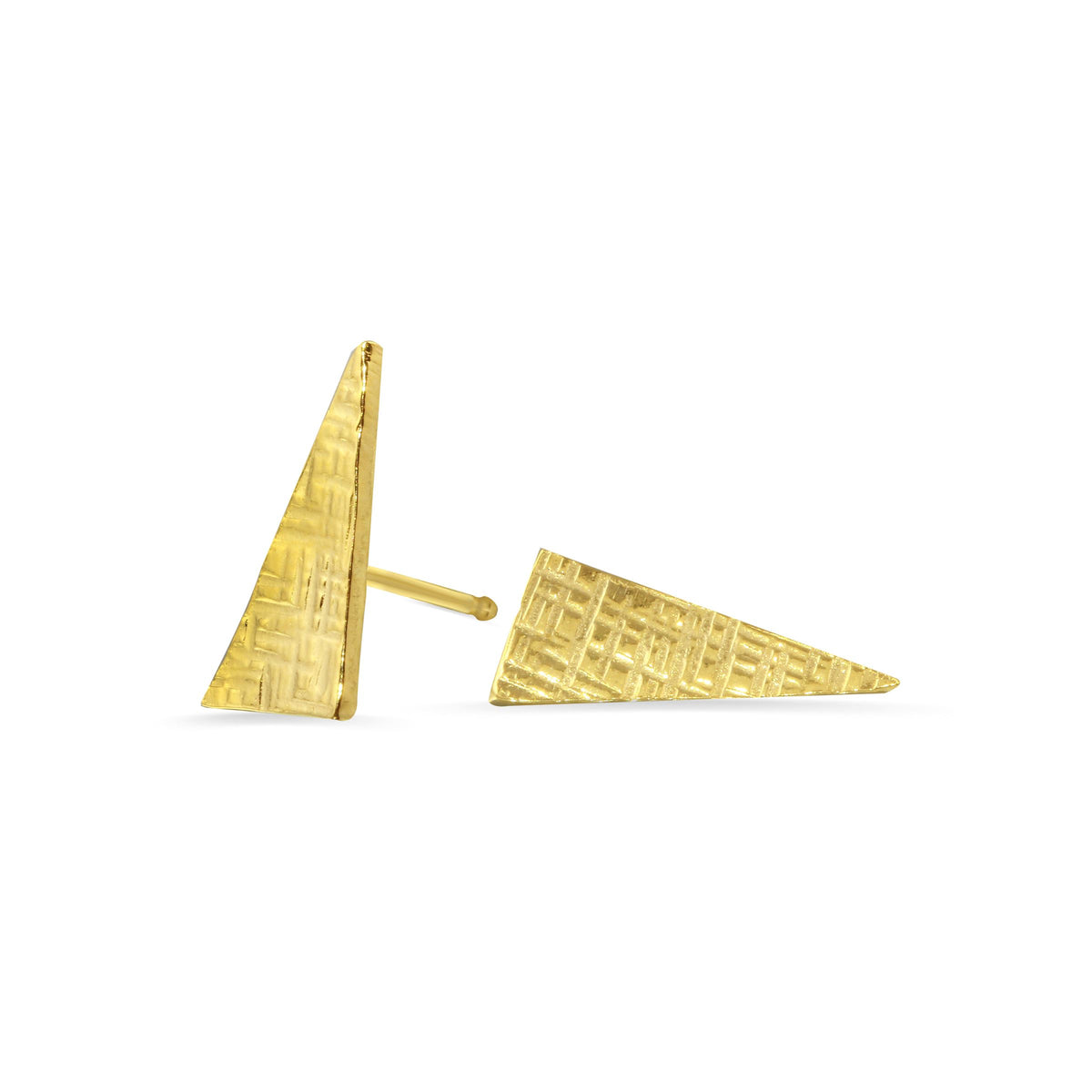 Crosshatched Triangle Studs - sterling silver or 18K yellow gold vermeil | Petite Collection earrings Amanda K Lockrow