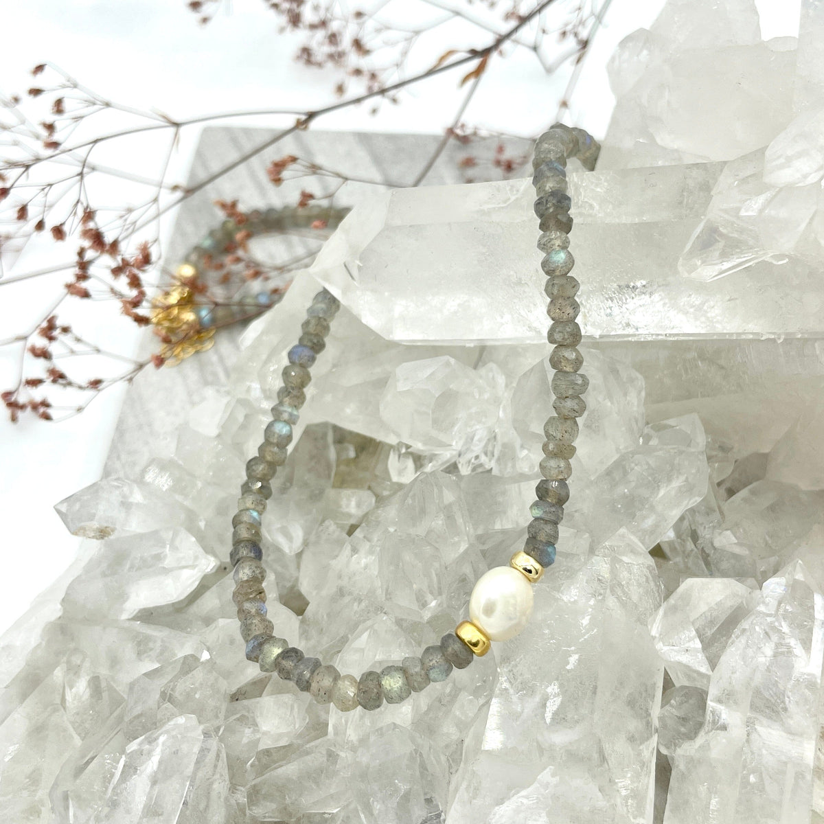 Strung Together Labradorite and Pearl Beaded Necklace - 14k gold filled | Little Rock Collection necklace Amanda K Lockrow