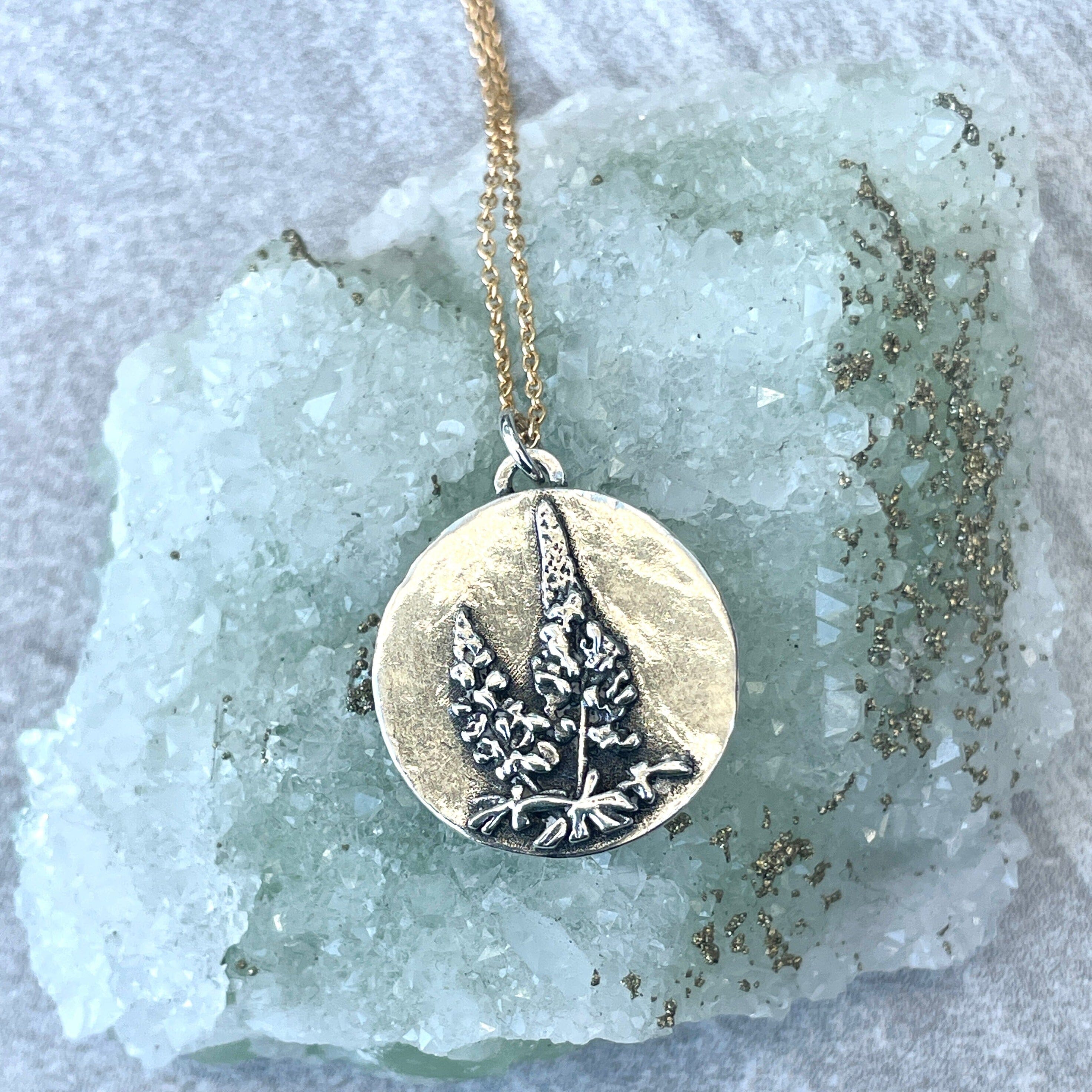 Lupine Flower Amethyst and Sapphire Necklace - sterling silver and