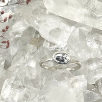 Rose cut herkimer diamond or moss aquamarine sterling silver ring ring Amanda K Lockrow