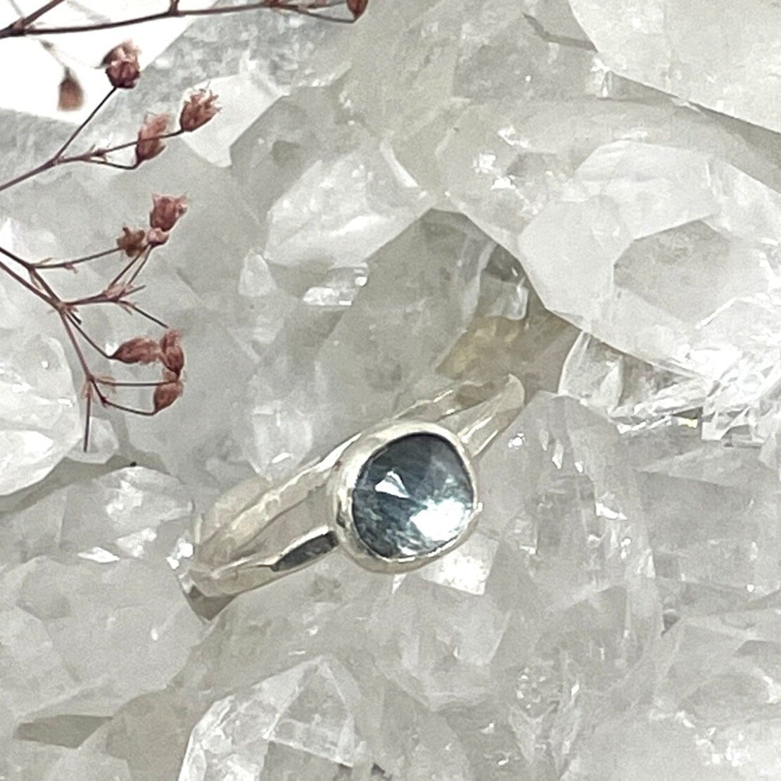 Rose Cut Moss Aquamarine Ring - sterling silver | Stone Love ring Amanda K Lockrow
