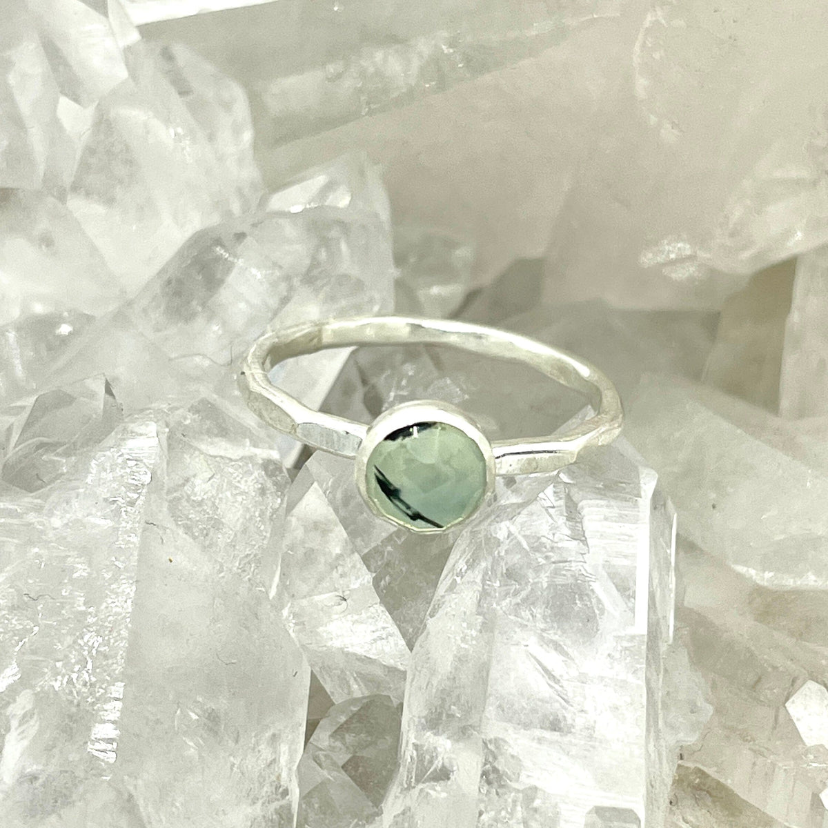 Prehnite Gemdrop 6mm Stacking Ring - sterling silver | Petite Collection ring Amanda K Lockrow