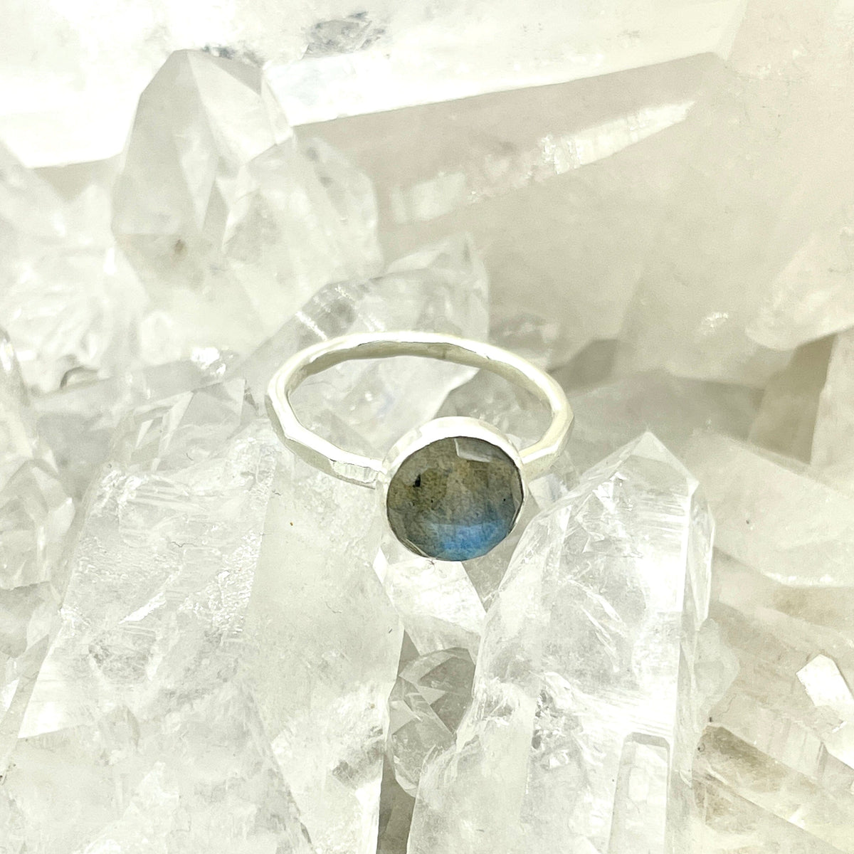Labradorite Gemdrop 8mm Stacking Ring - sterling silver | Petite Collection ring Amanda K Lockrow