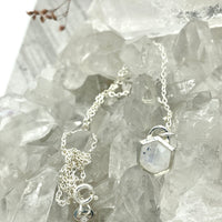 Small Rainbow Moonstone Hexagon Necklace - sterling silver | Stone Love Collection