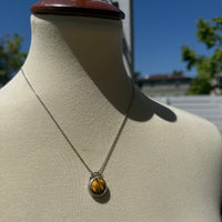 Sterling silver alvina cabochon stone necklace-last one Tiger's Eye necklace Amanda K Lockrow