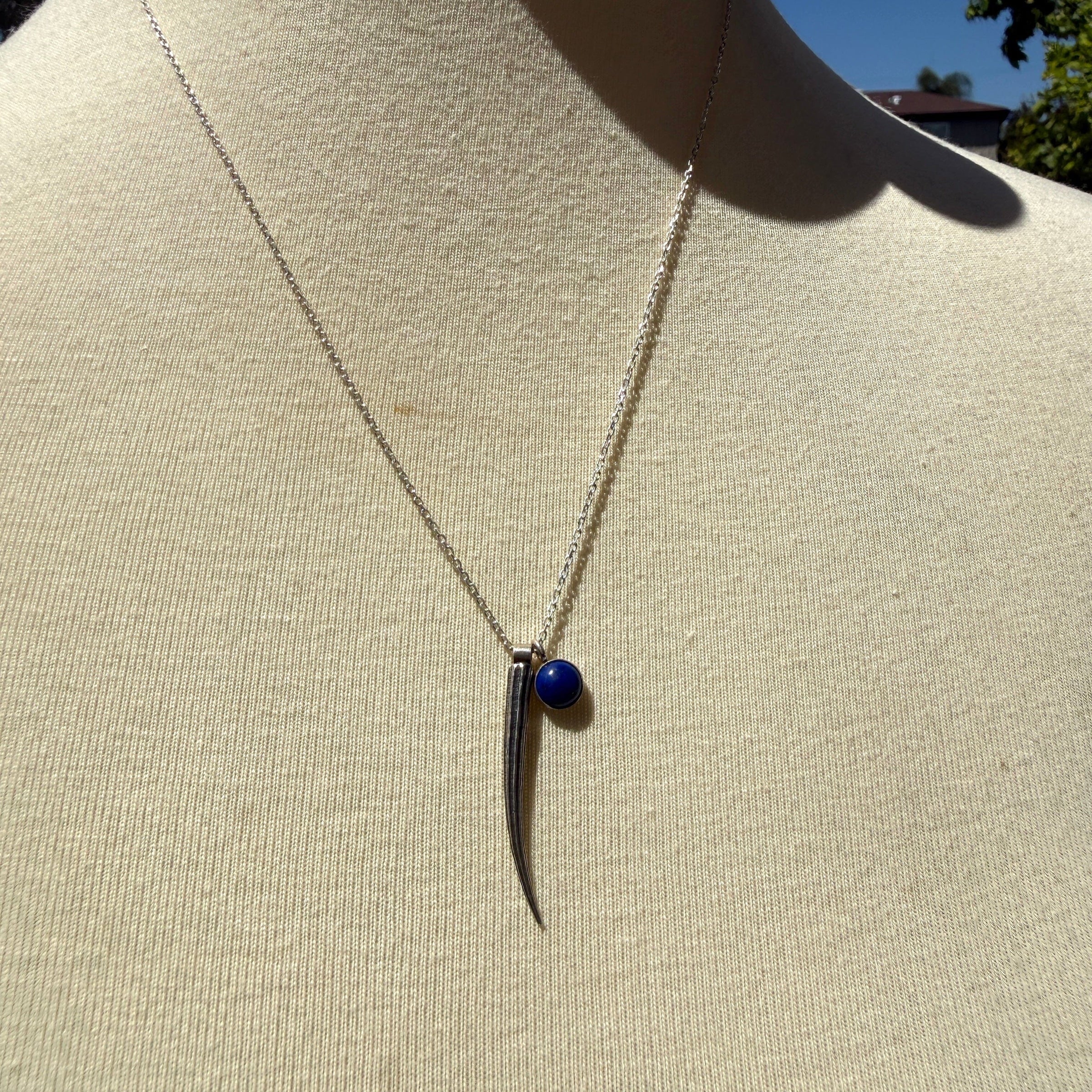Tusk Shell Lapis Lazuli Necklace - sterling silver | Darya Collection necklace Amanda K Lockrow