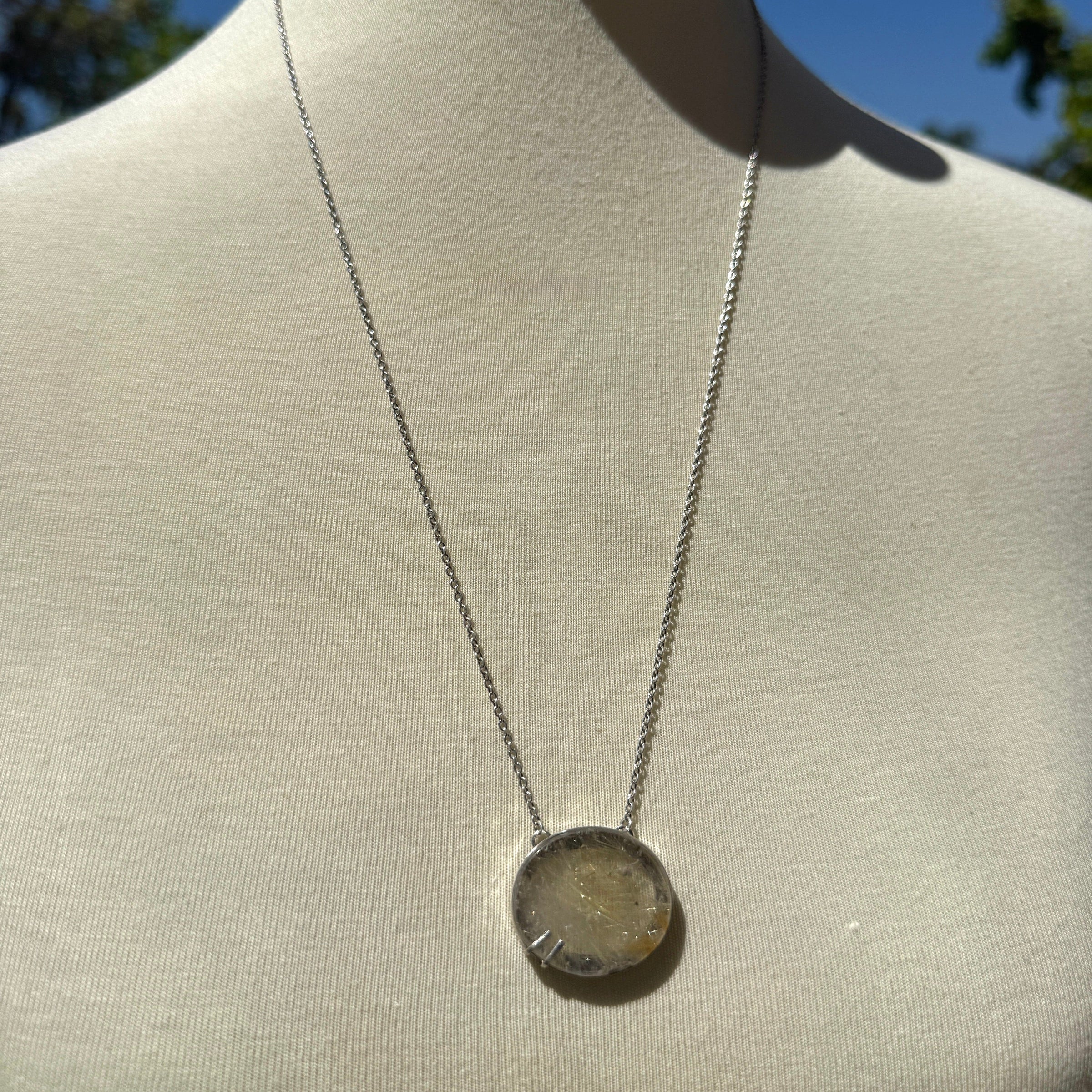 Oval Rutilated Quartz Necklace - Sterling Silver | Aislinn Collection necklace Amanda K Lockrow
