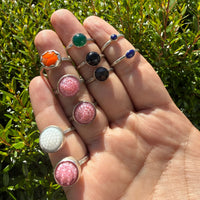 Pink tobiko silver ring - button ring ring Amanda K Lockrow