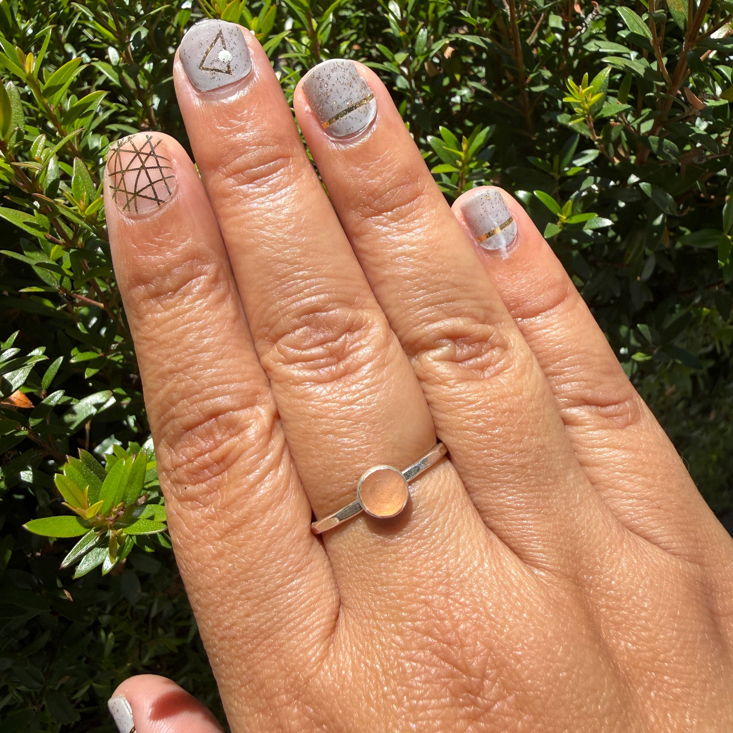 Rosecut Peach Moonstone Gemdrop 6mm Stacking Ring - sterling silver | Stone Love Collection