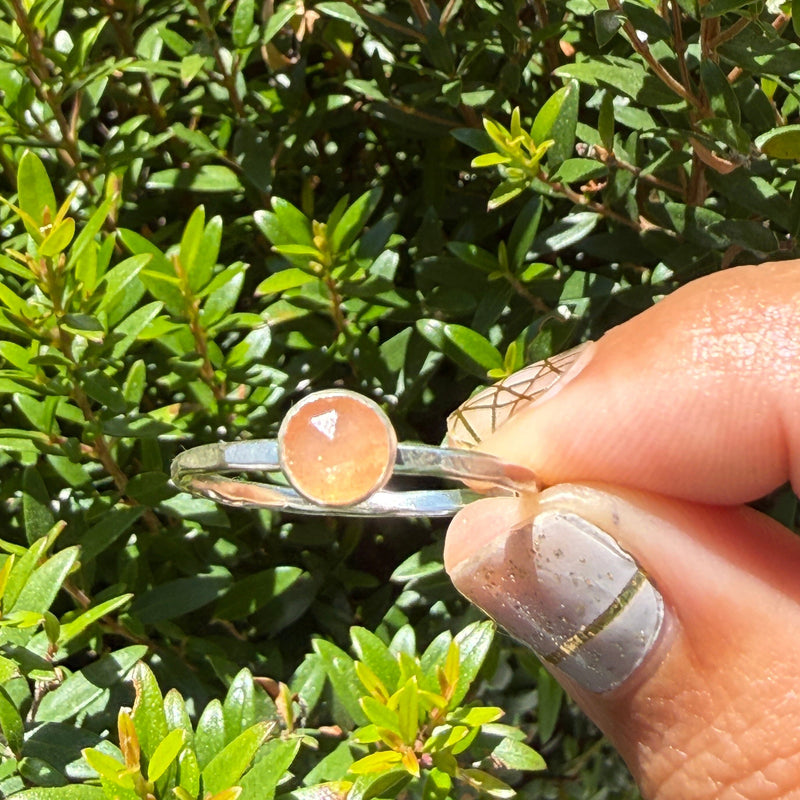 Rosecut Peach Moonstone Gemdrop 6mm Stacking Ring - sterling silver | Stone Love Collection ring Amanda K Lockrow