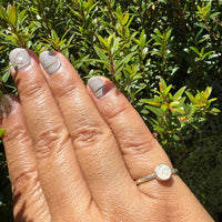 Rosecut Rainbow Moonstone Gemdrop 6mm Stacking Ring - sterling silver | Stone Love Collection ring Amanda K Lockrow