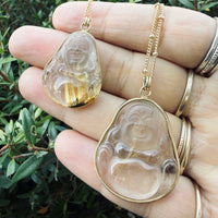 Happy Buddha Rutilated Quartz Crystal Necklace - gold filled | Talisman collection necklace Amanda K Lockrow