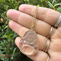 Happy Buddha Rutilated Quartz Crystal Necklace - gold filled | Talisman collection necklace Amanda K Lockrow